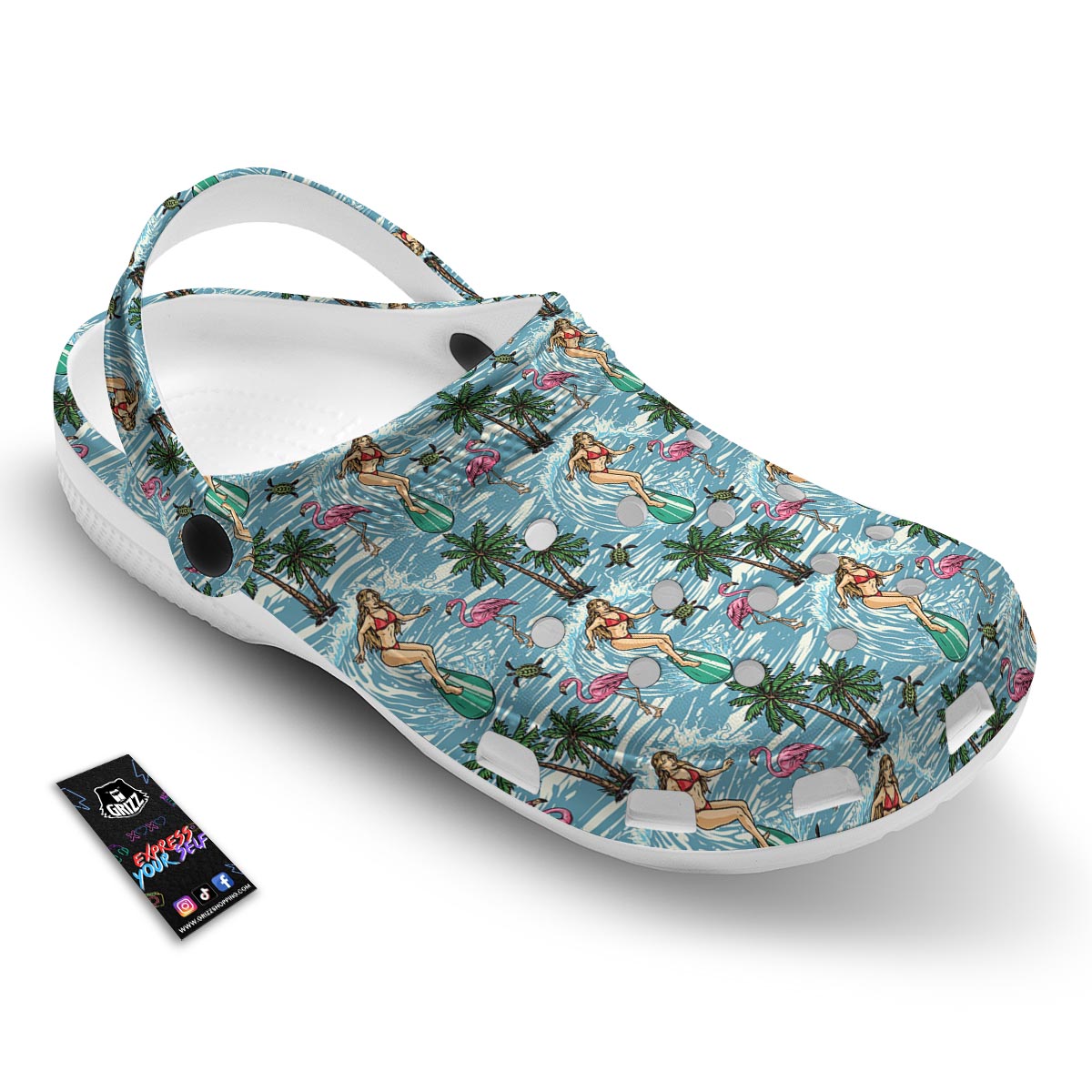 Wave Surfing Print Pattern Clog-grizzshop