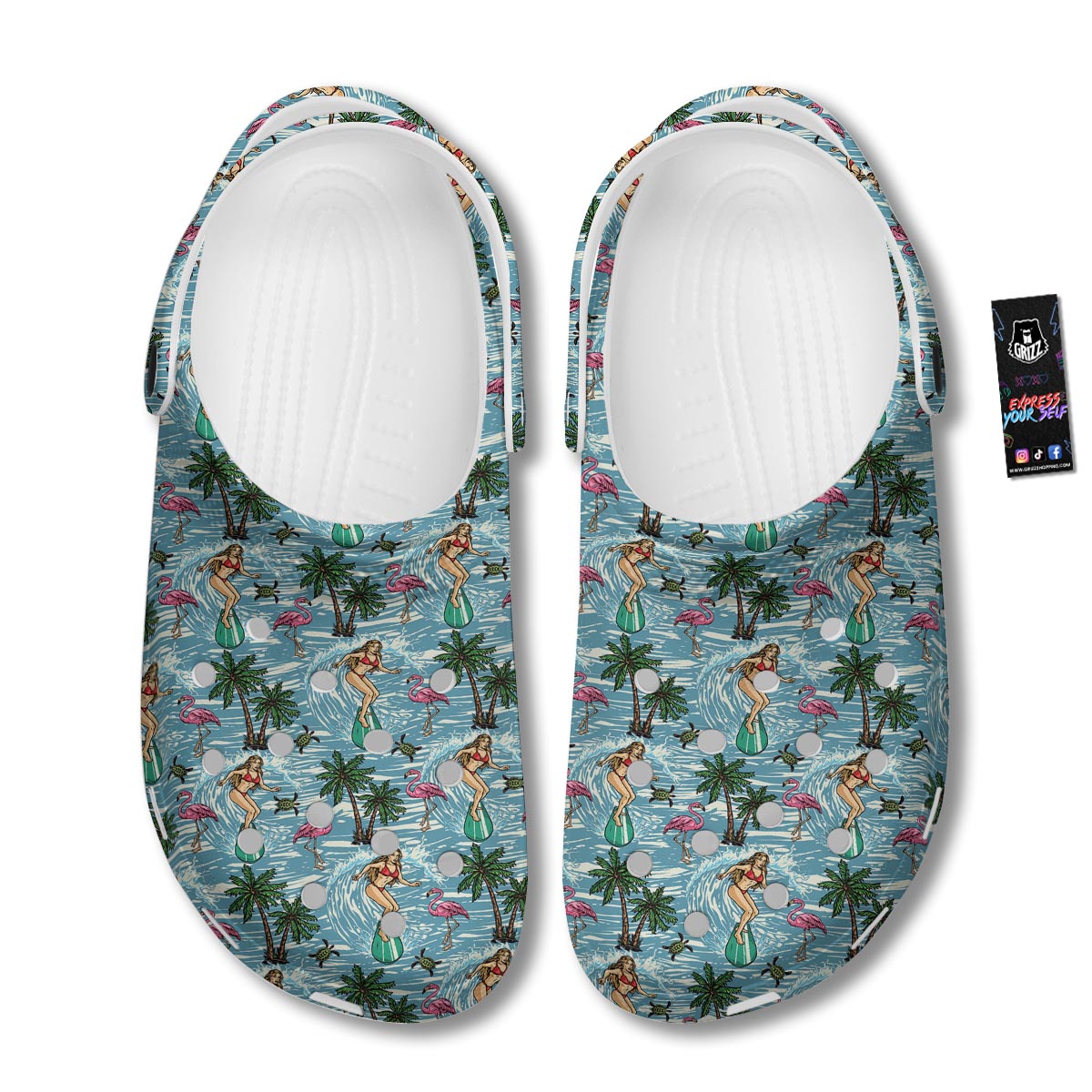 Wave Surfing Print Pattern Clog-grizzshop
