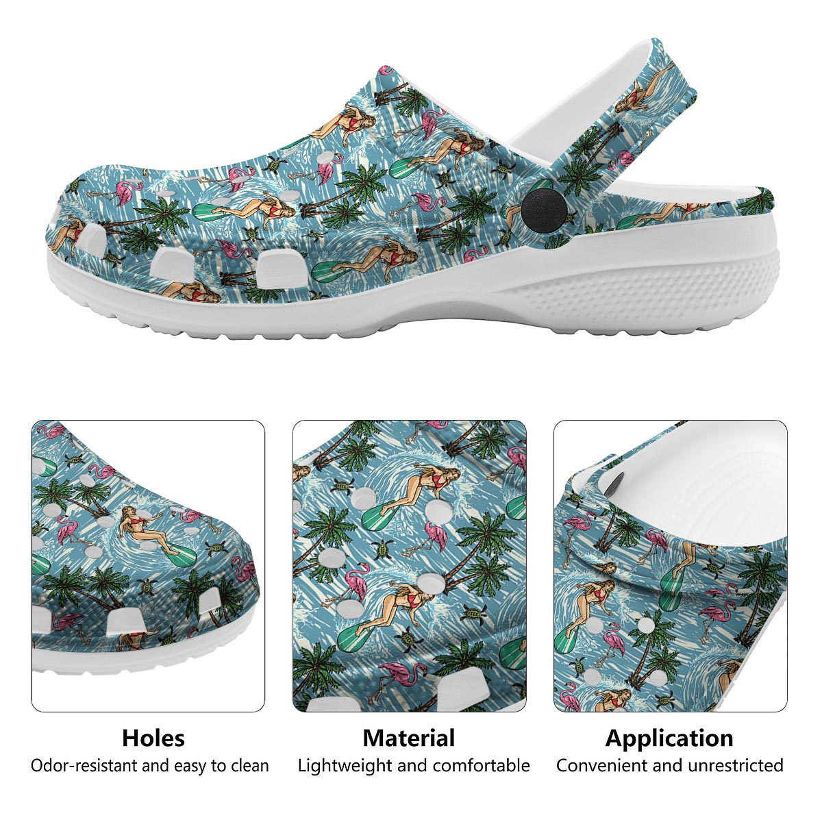 Wave Surfing Print Pattern Clog-grizzshop