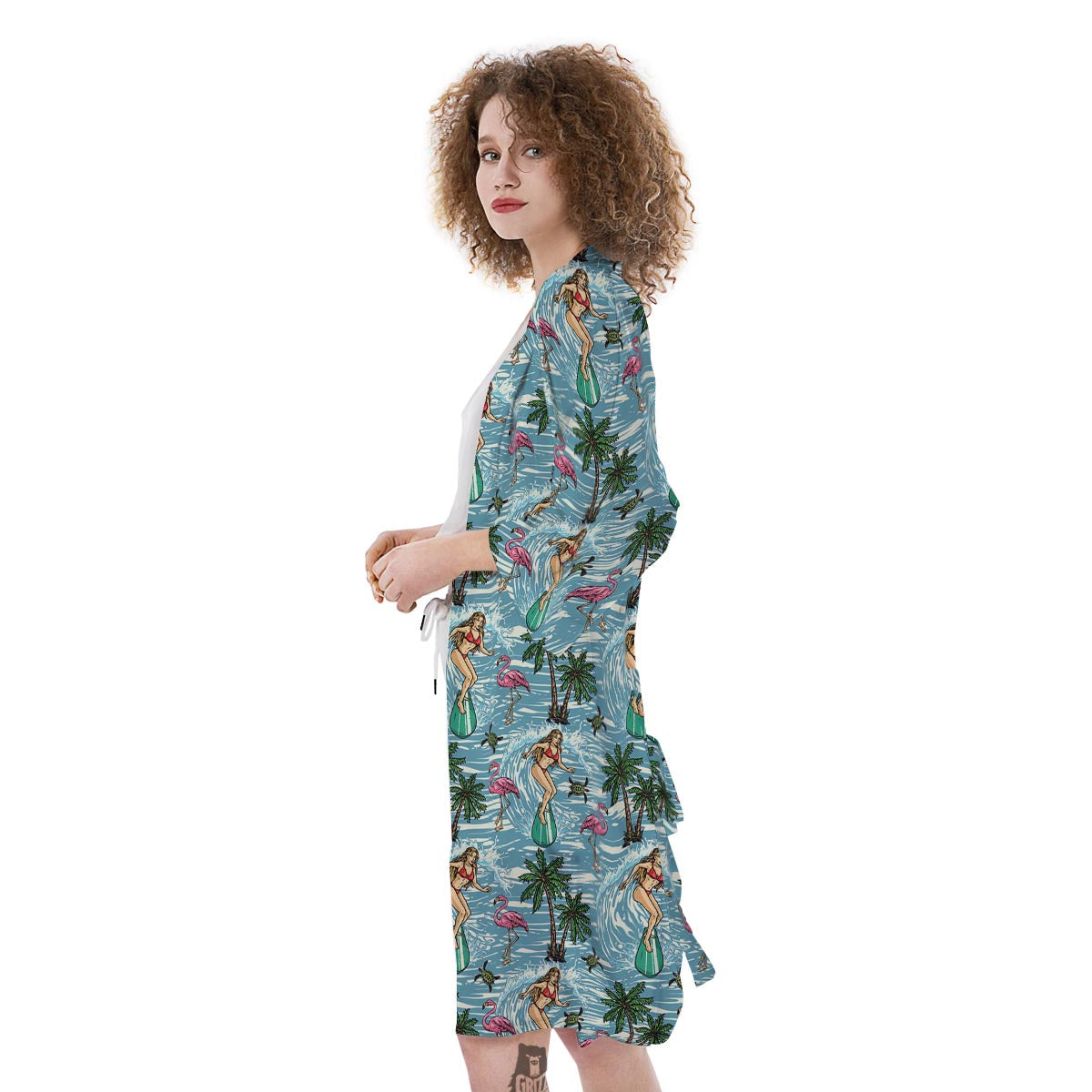 Wave Surfing Print Pattern Kimono-grizzshop