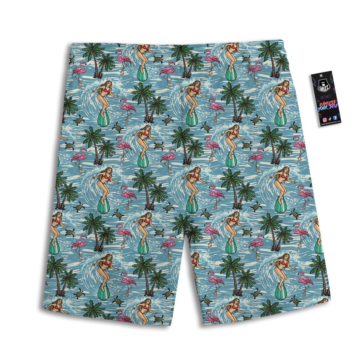 Wave Surfing Print Pattern Men's Athletic Shorts