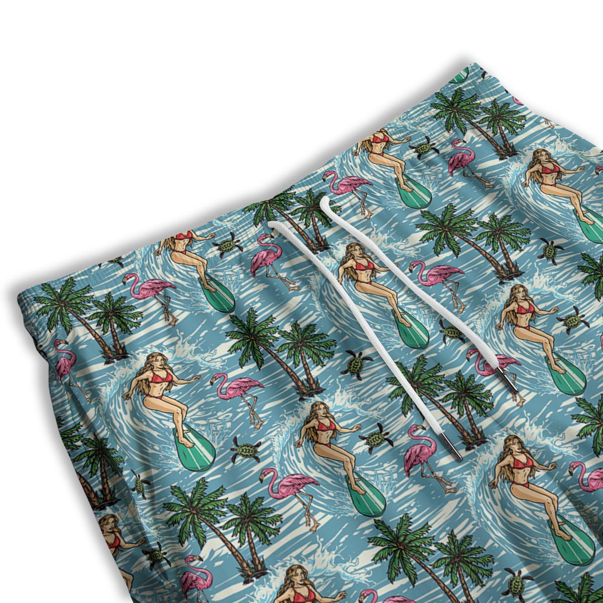 Wave Surfing Print Pattern Men's Athletic Shorts