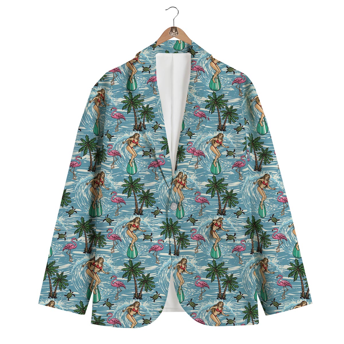 Wave Surfing Print Pattern Men's Blazer-grizzshop