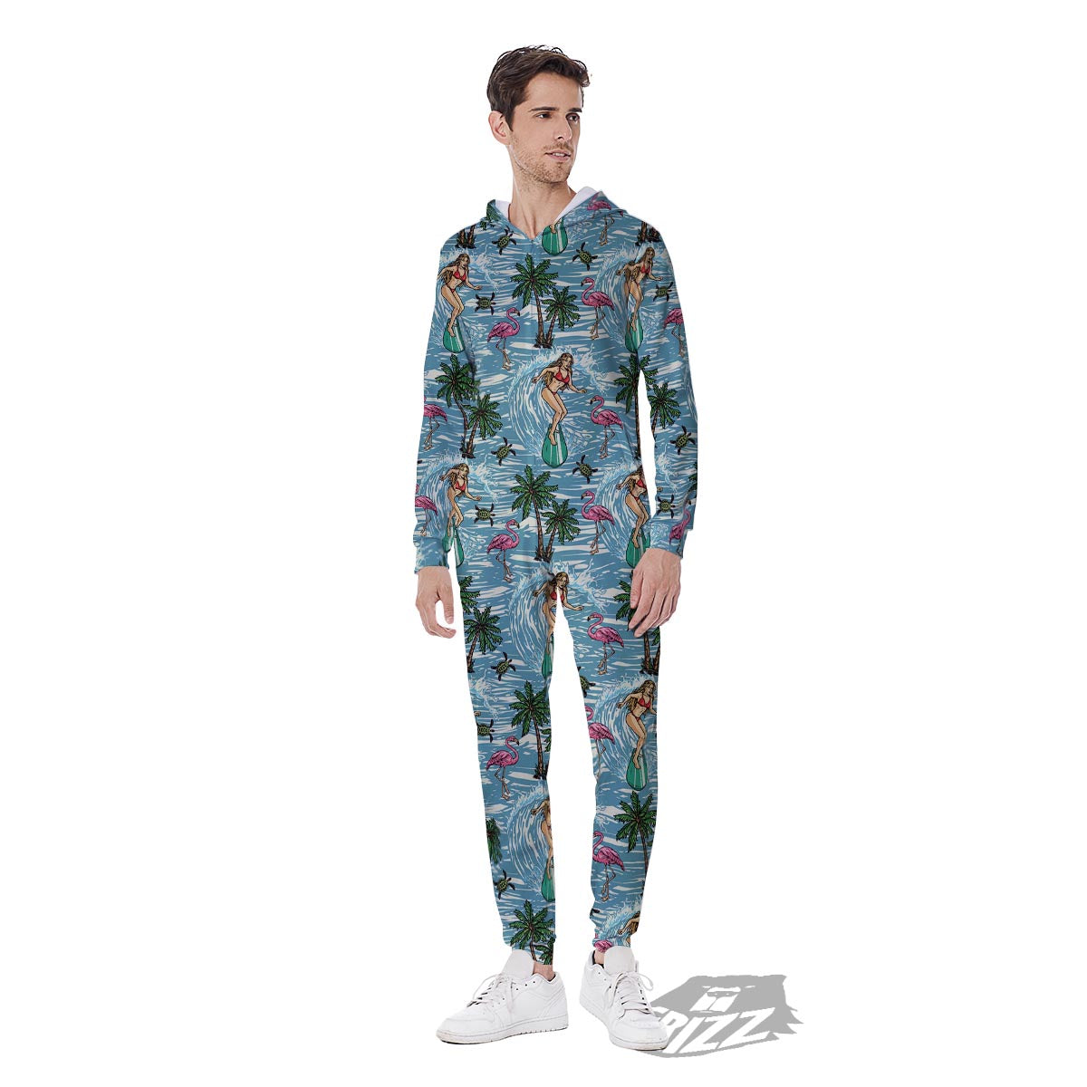 Wave Surfing Print Pattern Men's Jumpsuit-grizzshop