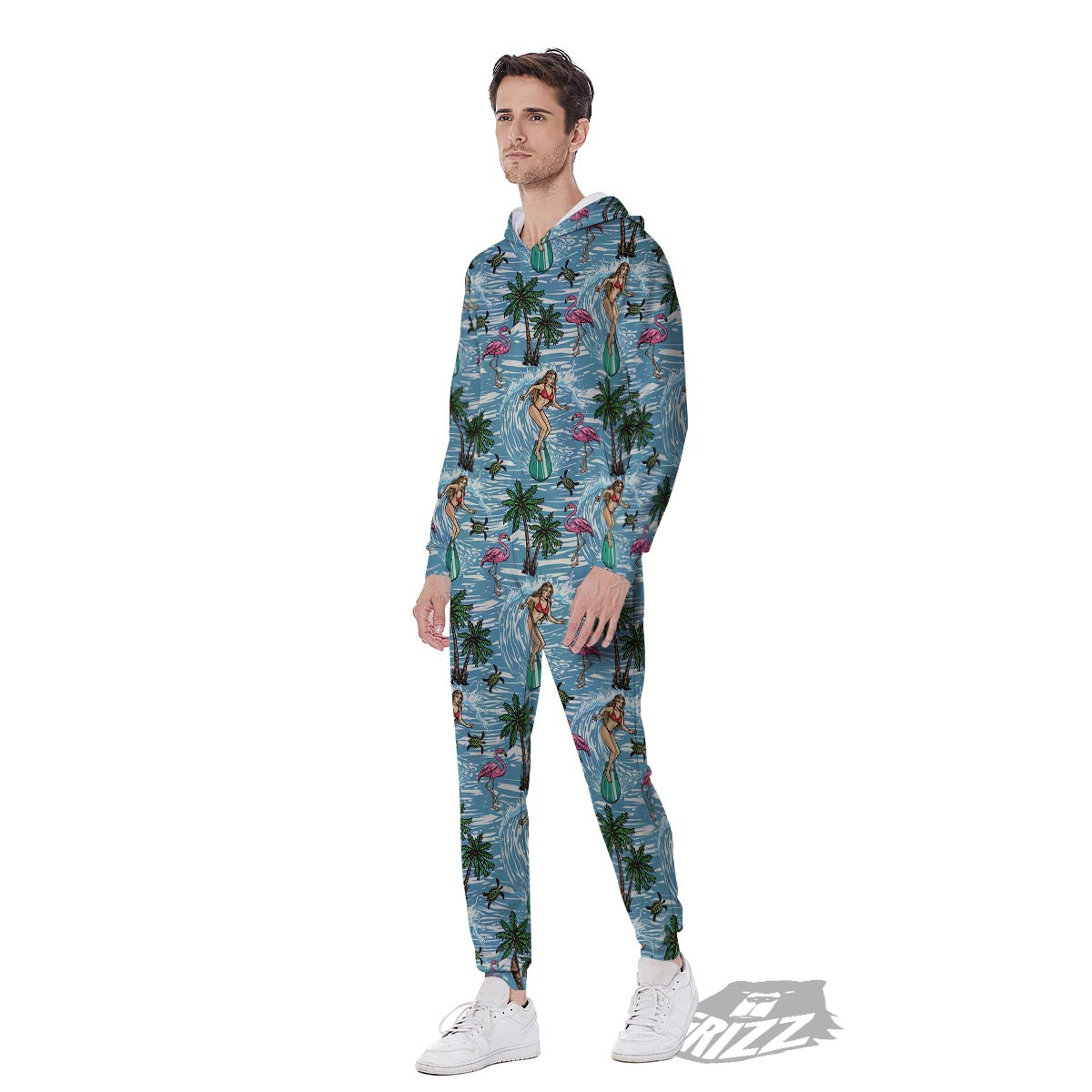 Wave Surfing Print Pattern Men's Jumpsuit-grizzshop