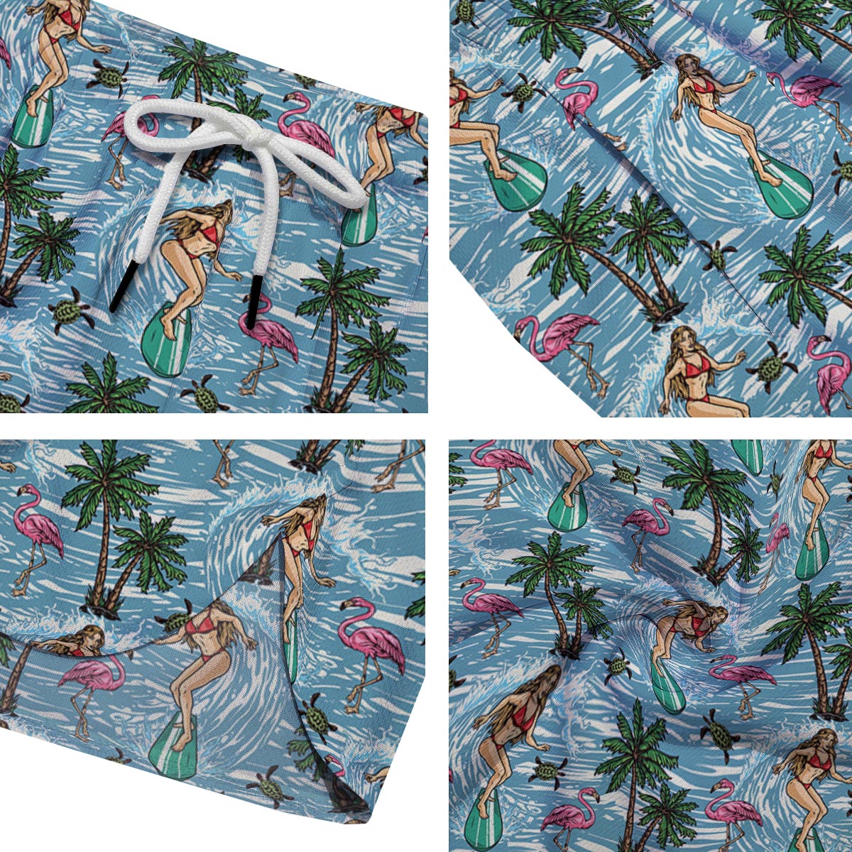 Wave Surfing Print Pattern Men's Running Shorts-grizzshop
