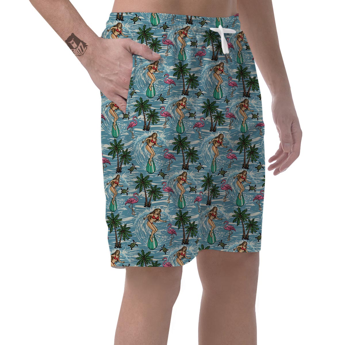 Wave Surfing Print Pattern Men's Shorts-grizzshop
