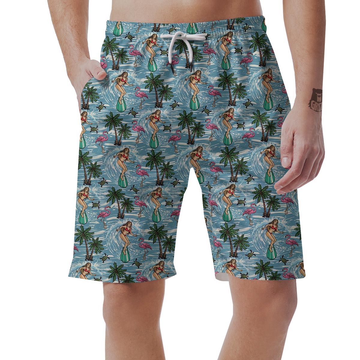 Wave Surfing Print Pattern Men's Shorts-grizzshop