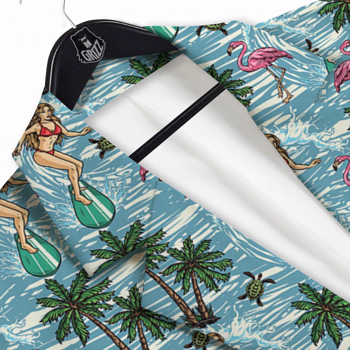 Wave Surfing Print Pattern Men's Sport Coat-grizzshop
