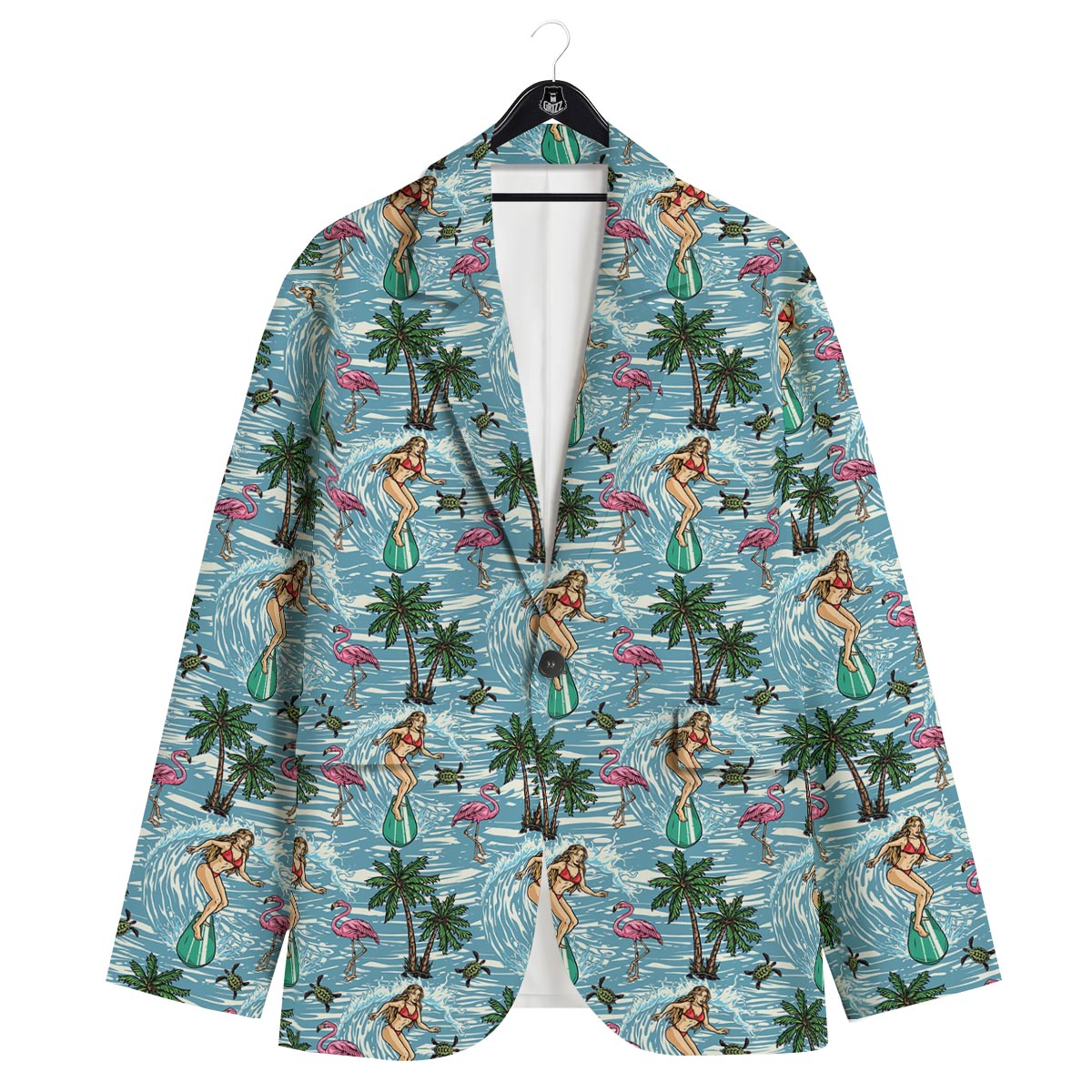 Wave Surfing Print Pattern Men's Sport Coat-grizzshop