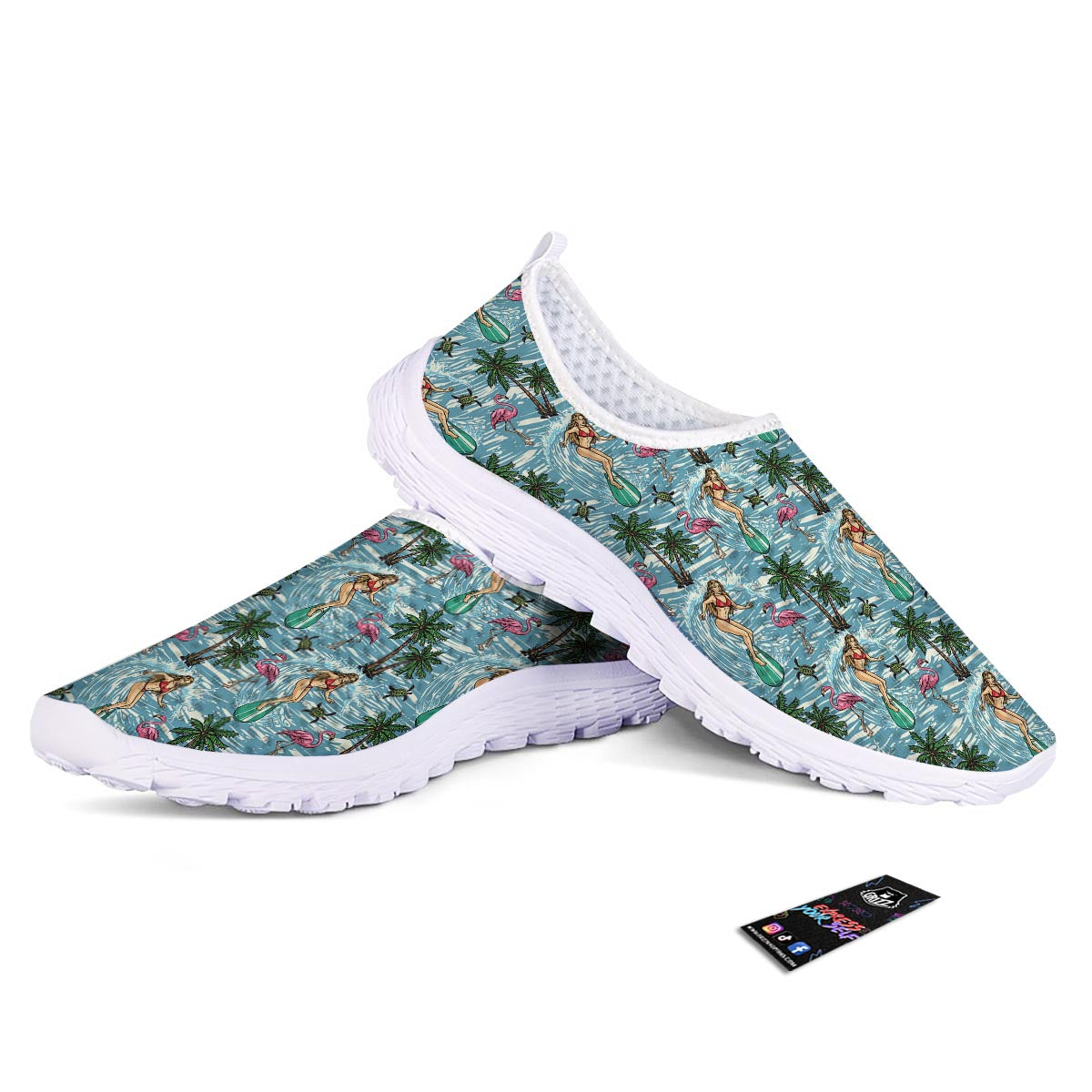 Wave Surfing Print Pattern Nurse Shoes-grizzshop