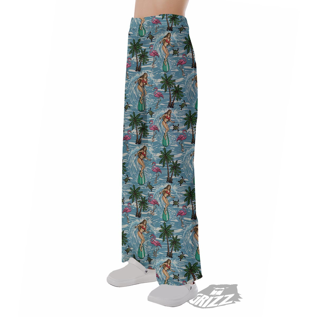Wave Surfing Print Pattern Pajama Pants-grizzshop