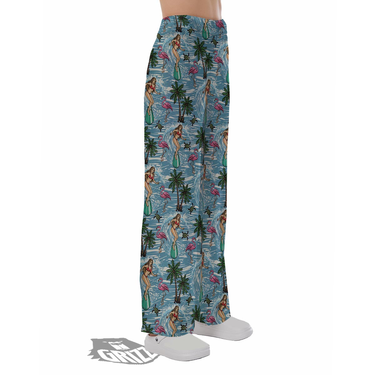 Wave Surfing Print Pattern Pajama Pants-grizzshop