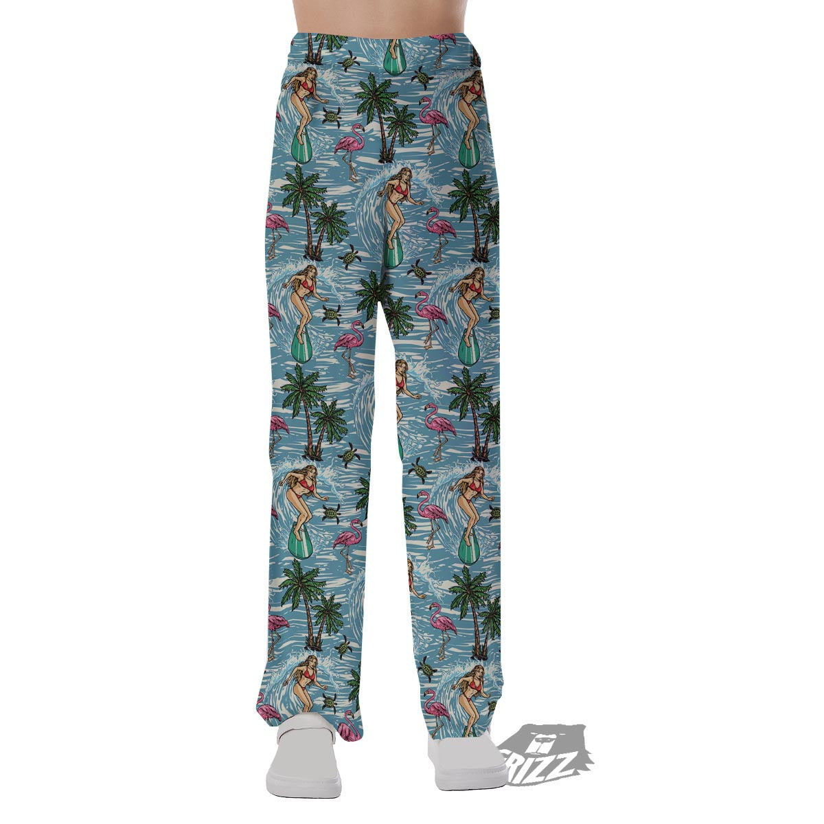 Wave Surfing Print Pattern Pajama Pants-grizzshop