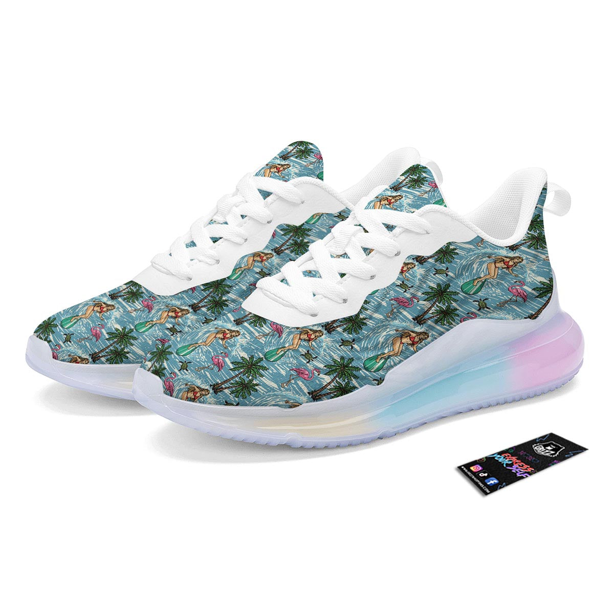 Wave Surfing Print Pattern Running Sneakers-grizzshop
