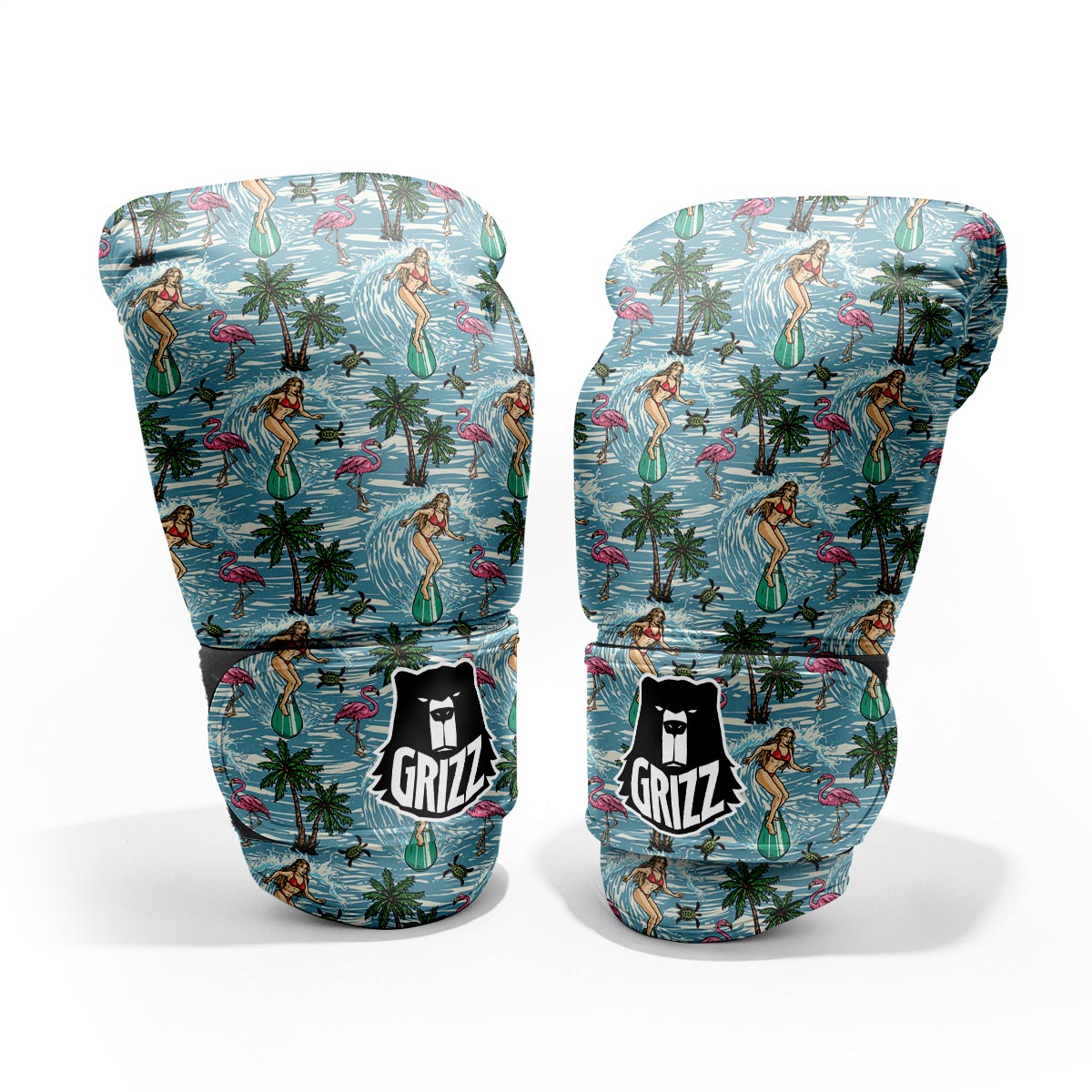 Wave Surfing Print Pattern Pro Boxing Glove