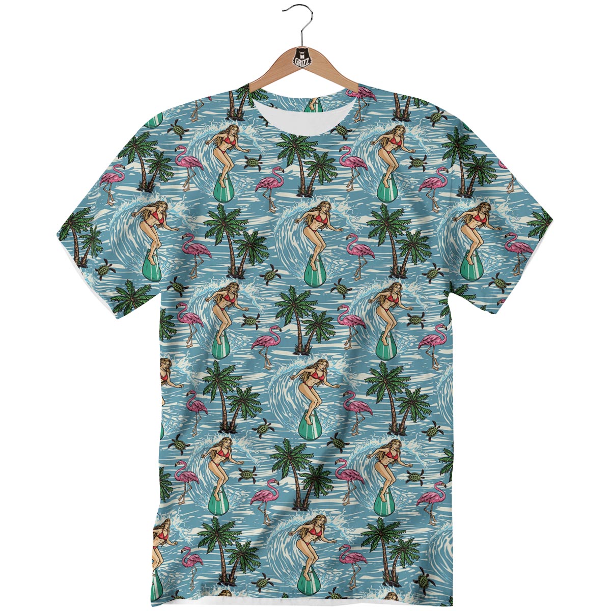 Wave Surfing Print Pattern T-Shirt-grizzshop