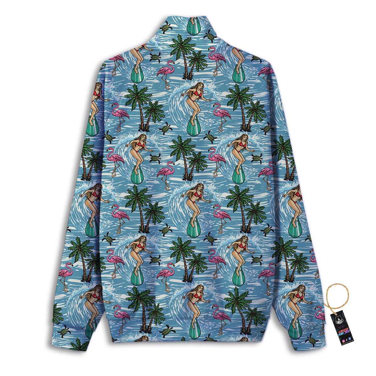 Wave Surfing Print Pattern Track Jacket-grizzshop