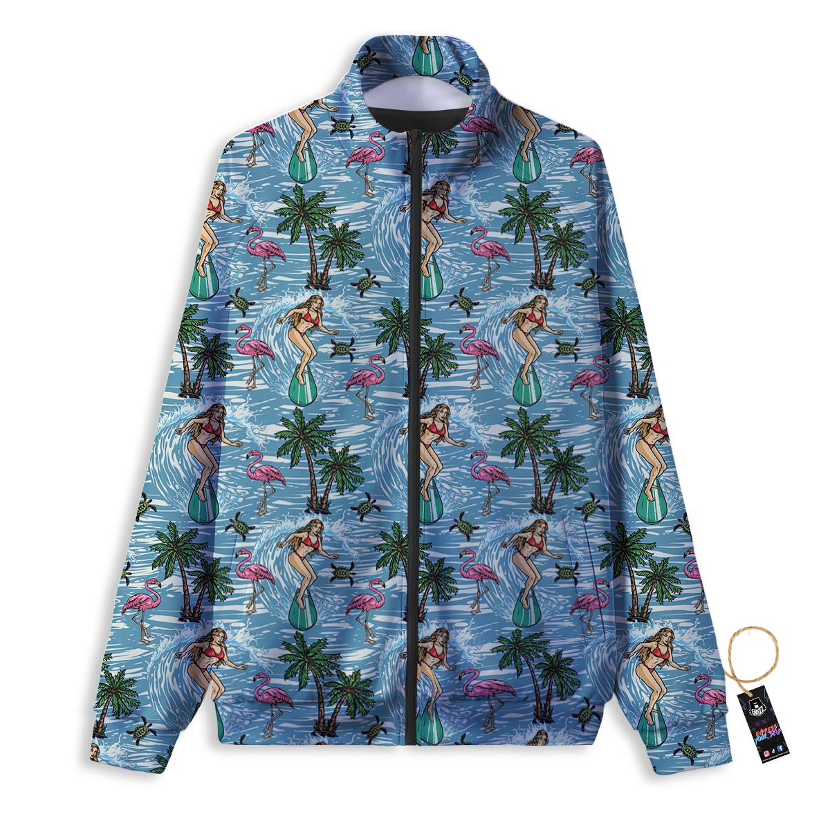 Wave Surfing Print Pattern Track Jacket-grizzshop