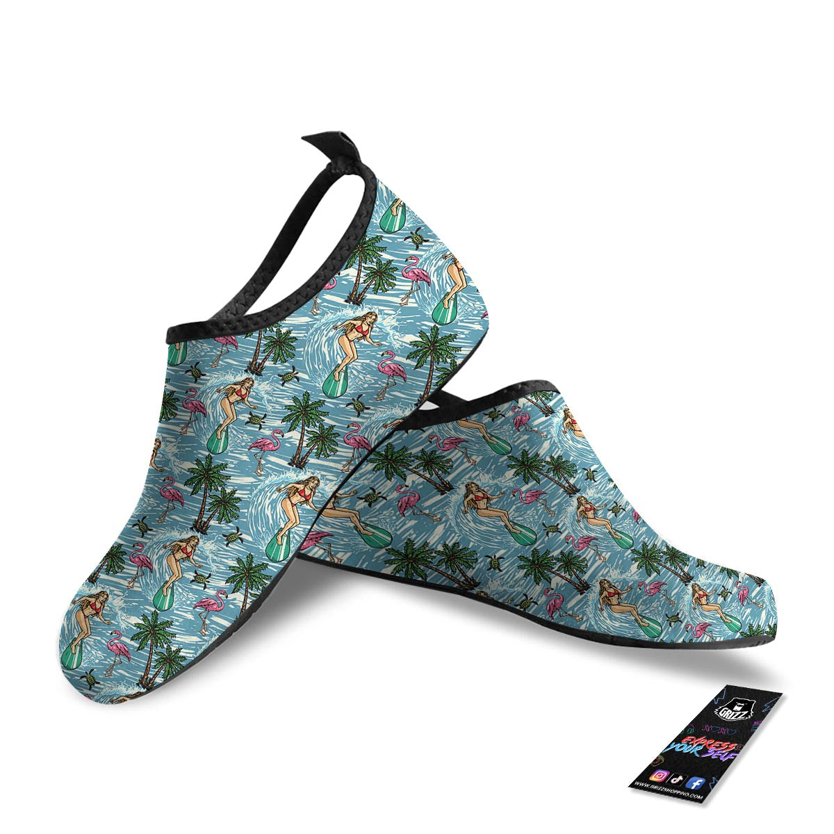 Wave Surfing Print Pattern Water Shoes-grizzshop