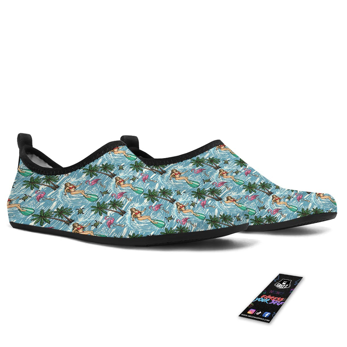 Wave Surfing Print Pattern Water Shoes-grizzshop