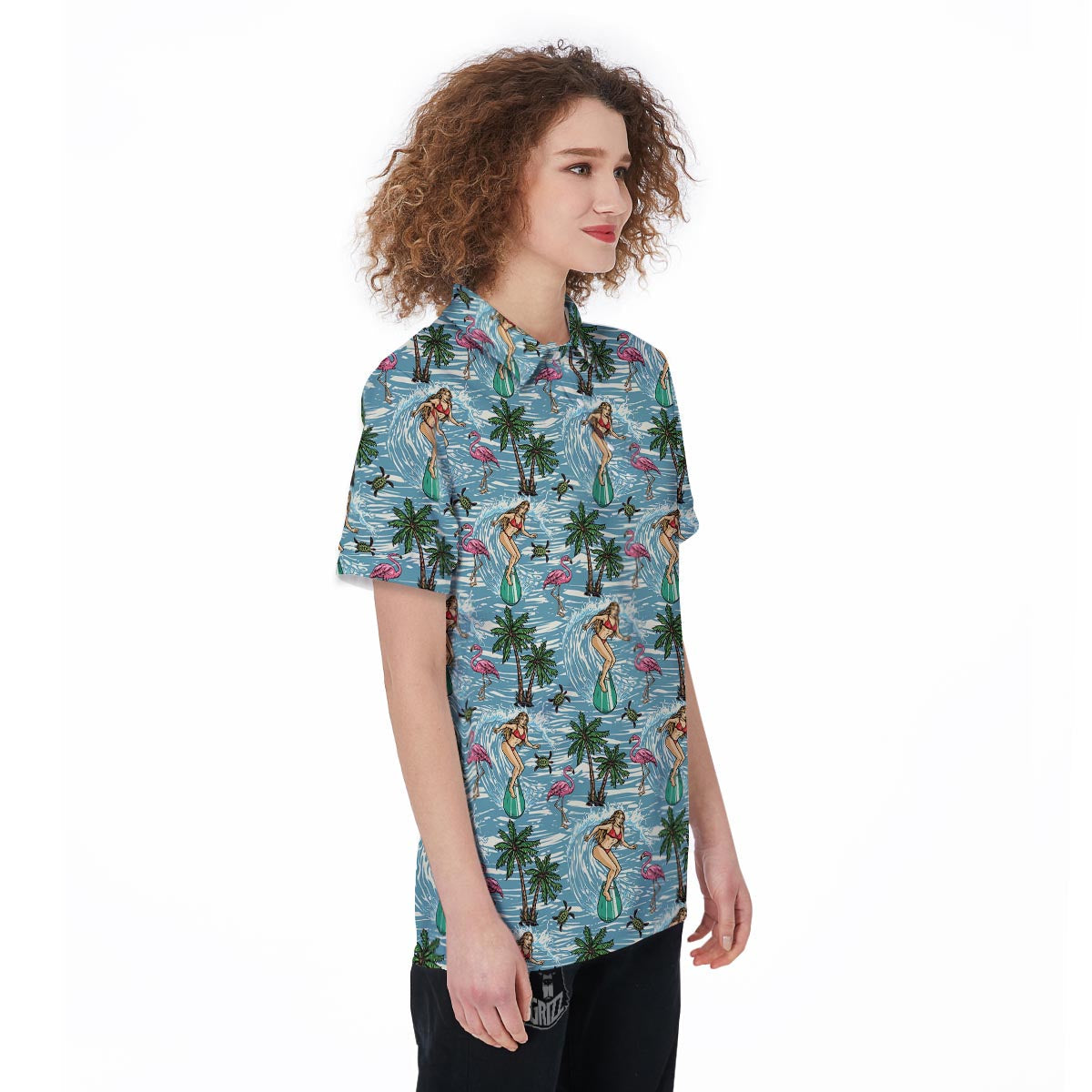 Wave Surfing Print Pattern Women's Golf Shirts-grizzshop