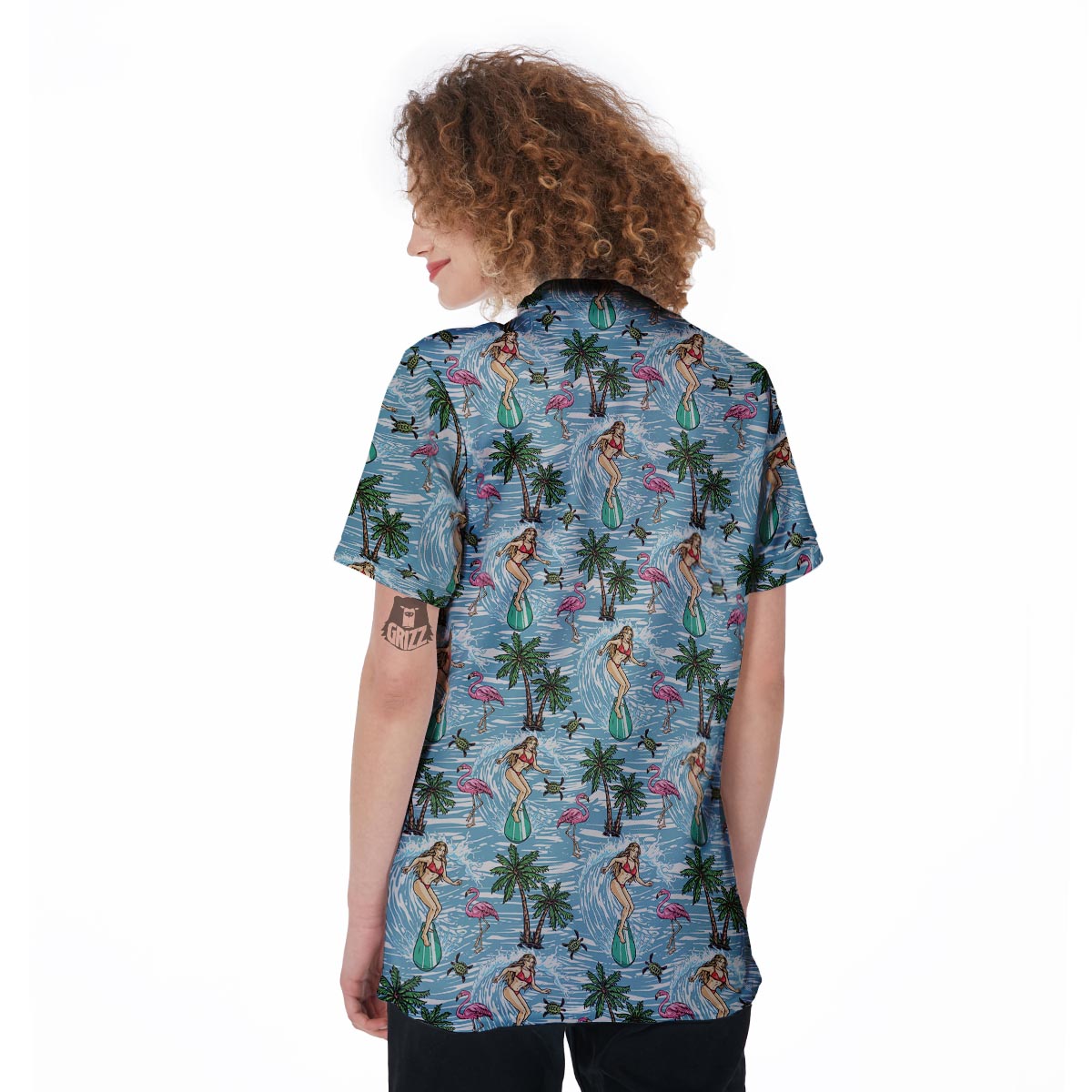 Wave Surfing Print Pattern Women's Golf Shirts-grizzshop