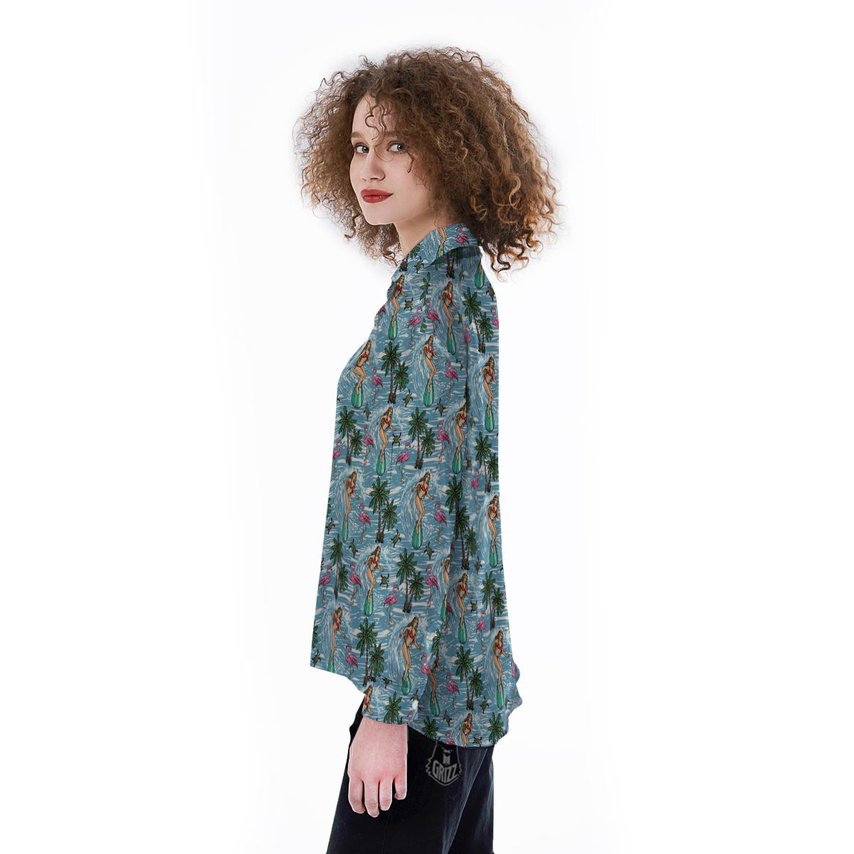 Wave Surfing Print Pattern Women's Long Sleeve Shirts-grizzshop