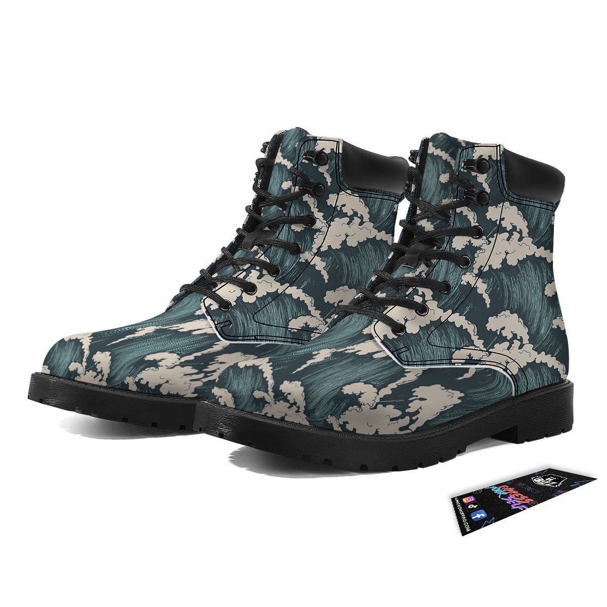 Wave Water Print Pattern Boots-grizzshop