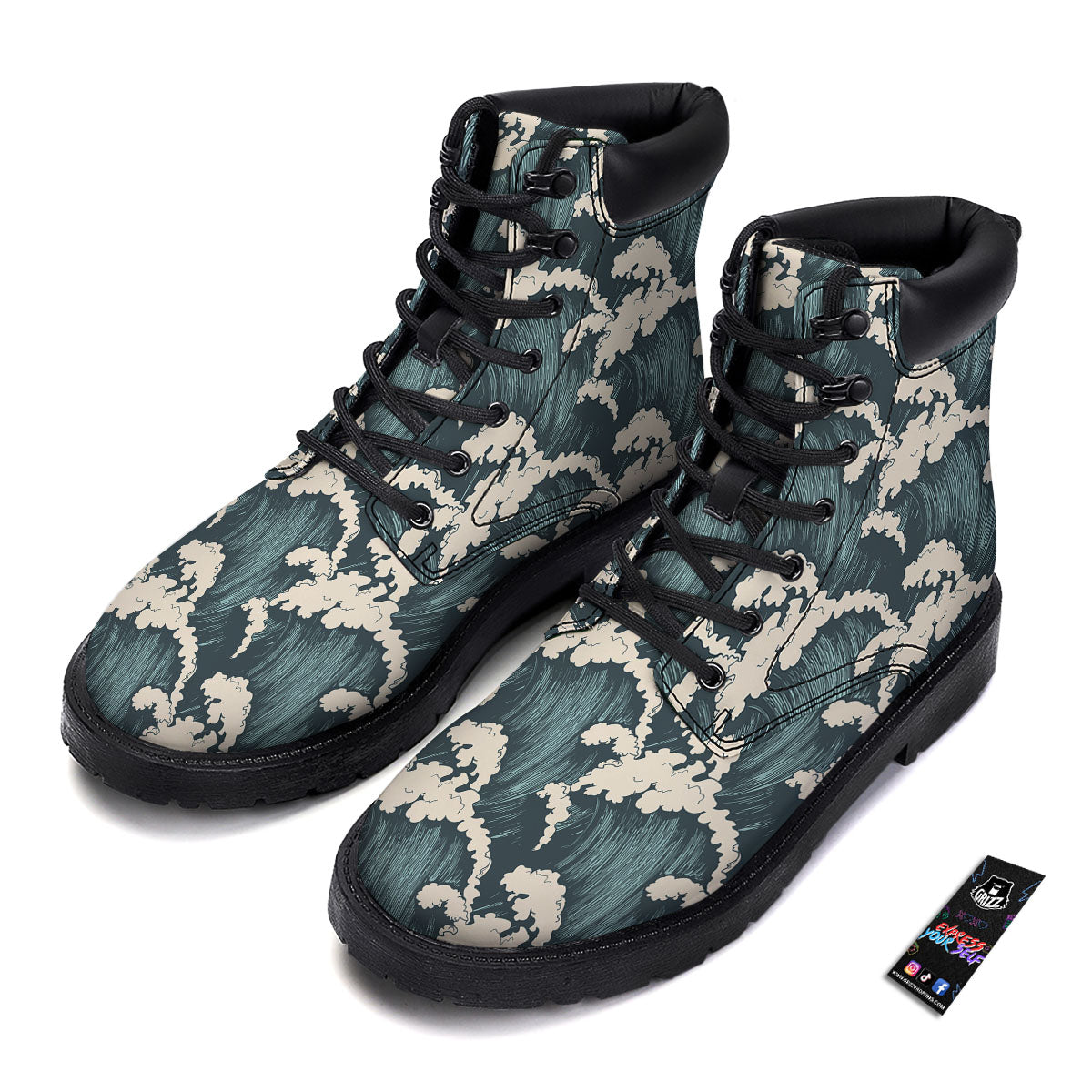 Wave Water Print Pattern Boots-grizzshop