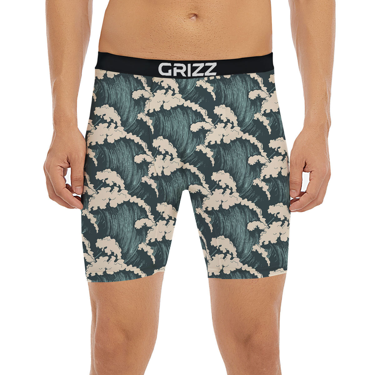 Wave Water Print Pattern Boxer Briefs-grizzshop