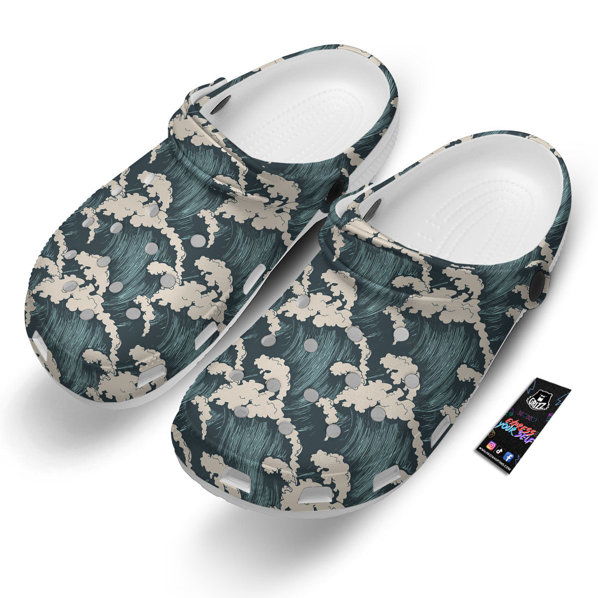Wave Water Print Pattern Clog-grizzshop