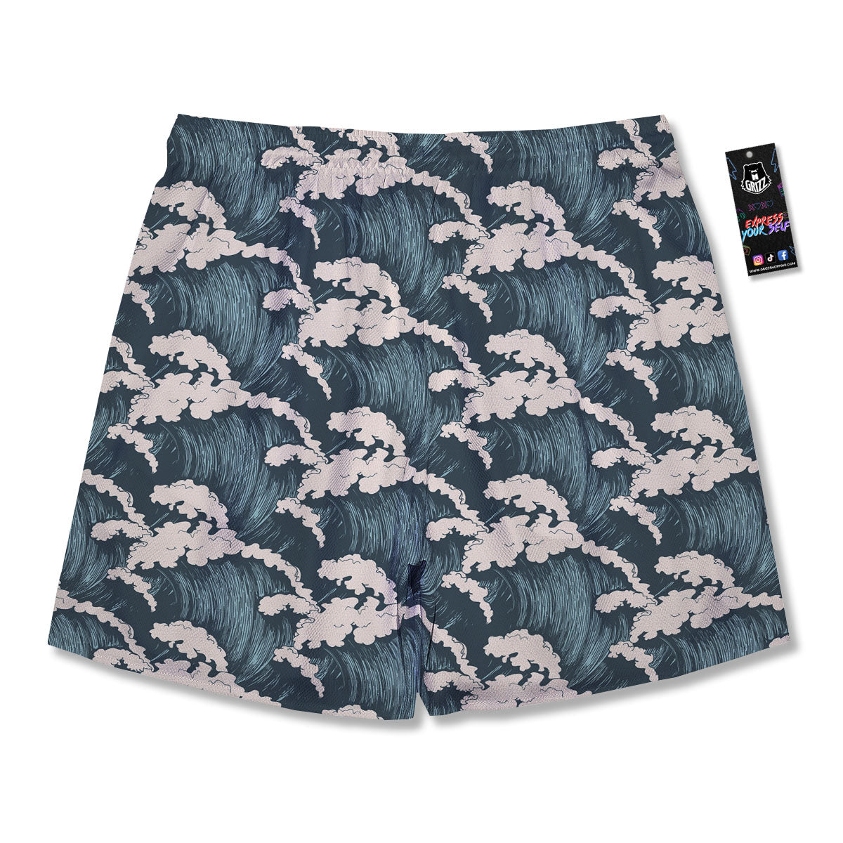 Wave Water Print Pattern Men's Running Shorts-grizzshop