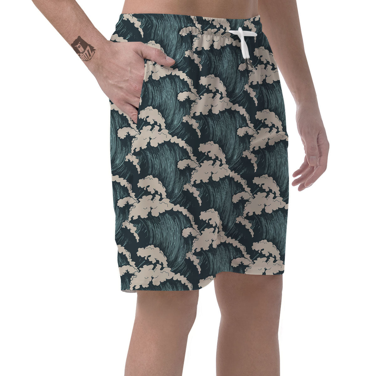 Wave Water Print Pattern Men's Shorts-grizzshop