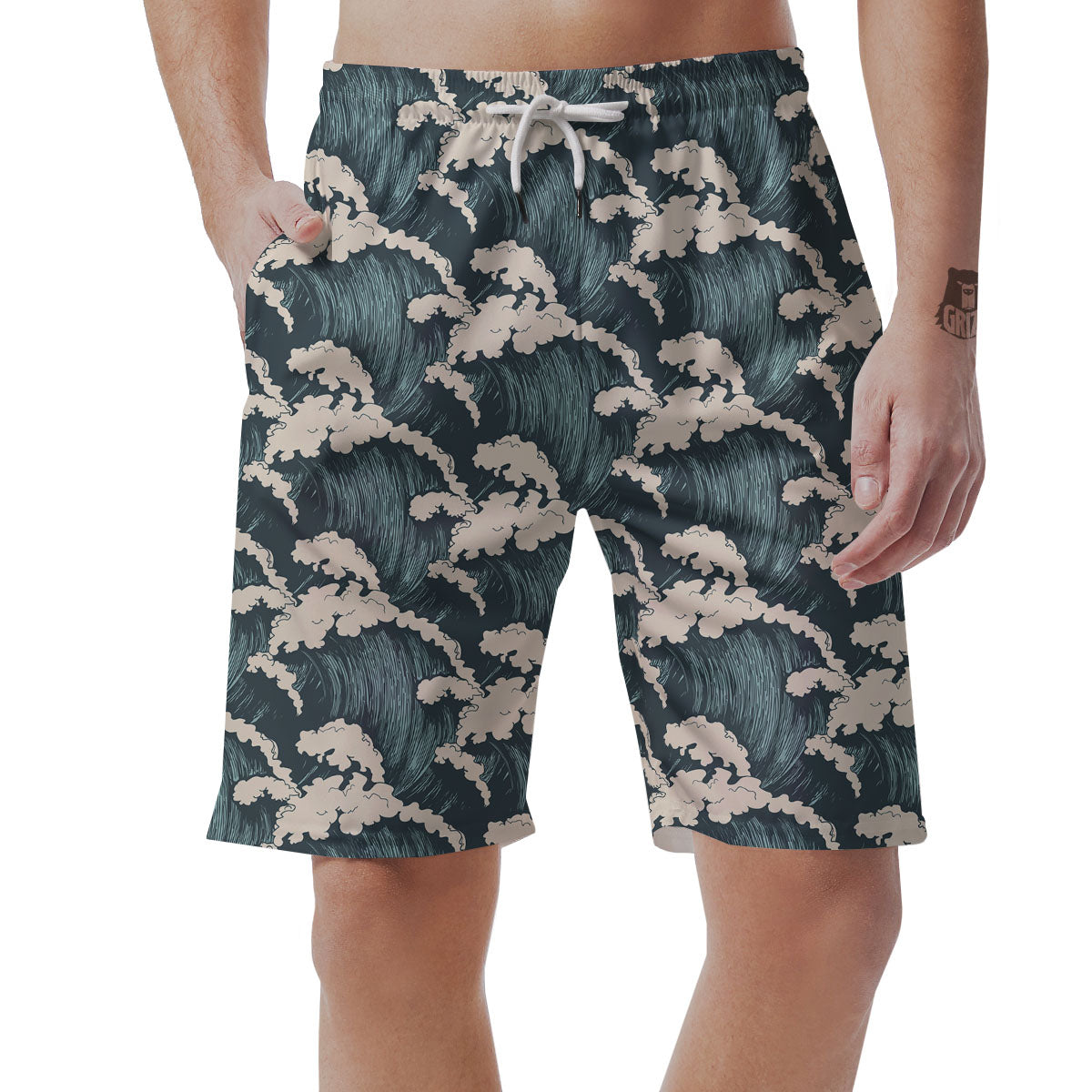 Wave Water Print Pattern Men's Shorts-grizzshop