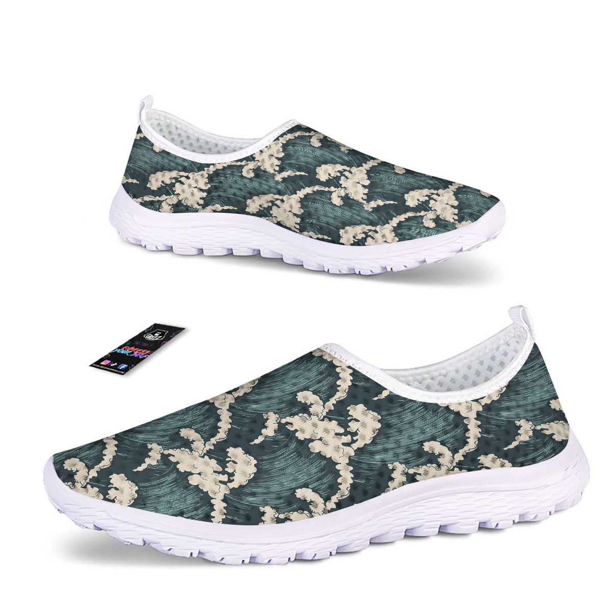 Wave Water Print Pattern Nurse Shoes-grizzshop