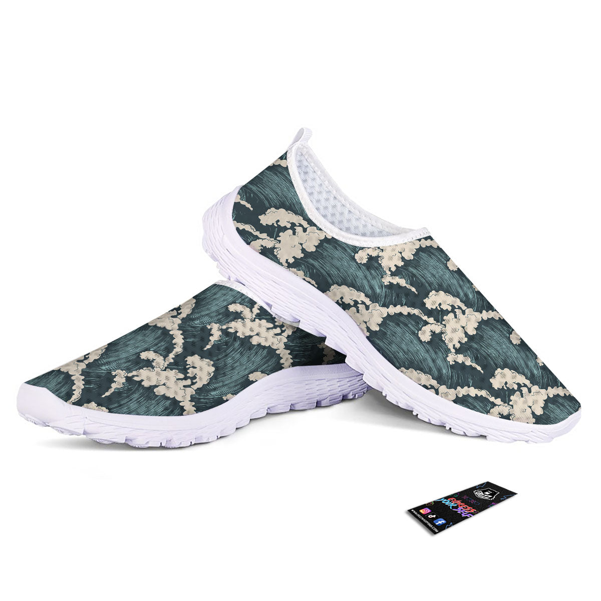 Wave Water Print Pattern Nurse Shoes-grizzshop
