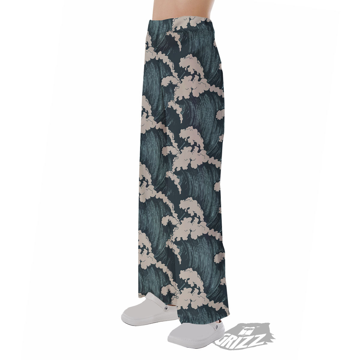 Wave Water Print Pattern Pajama Pants-grizzshop