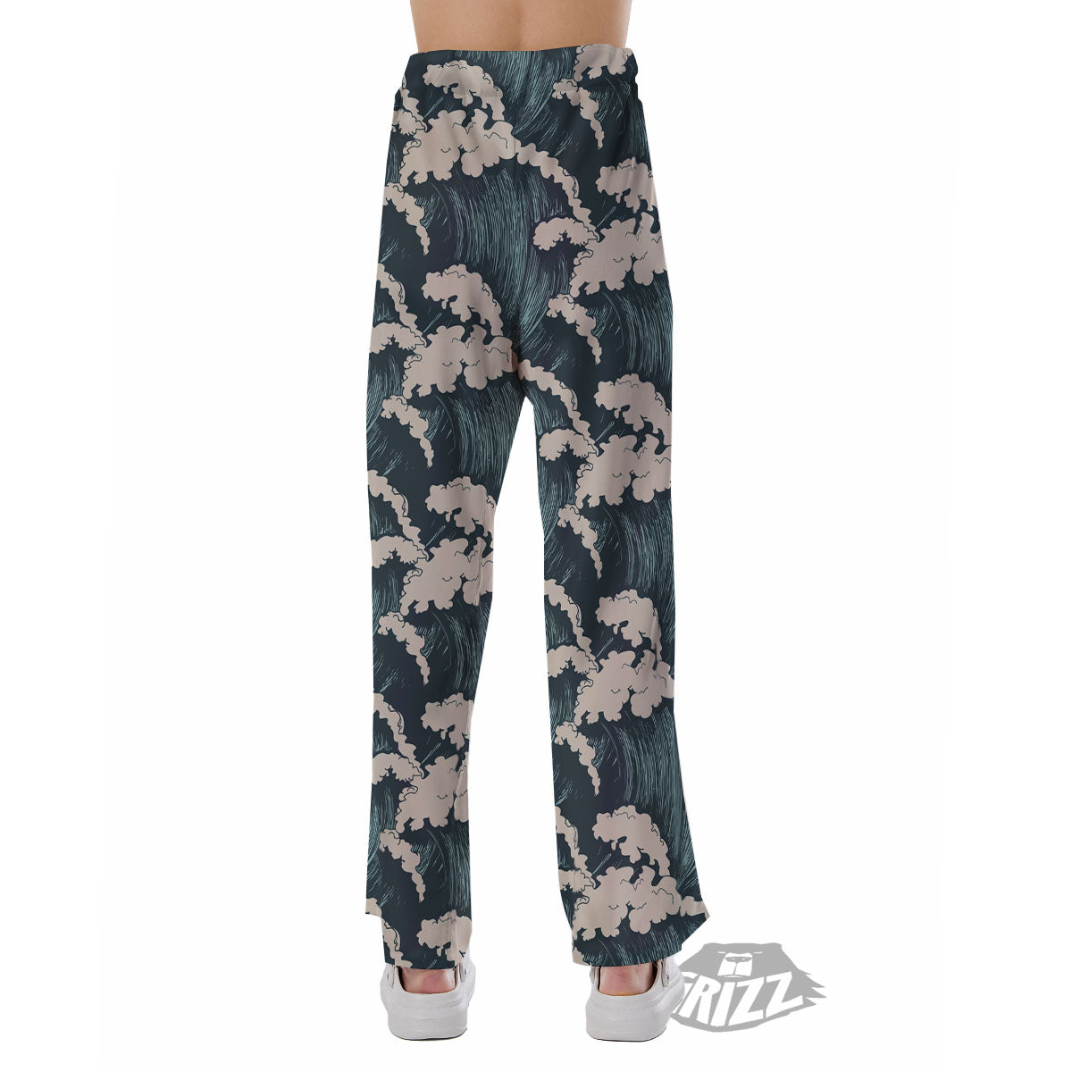 Wave Water Print Pattern Pajama Pants-grizzshop