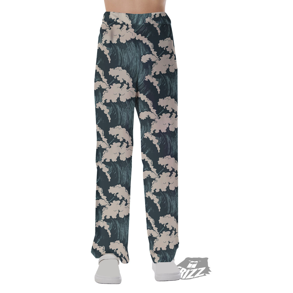 Wave Water Print Pattern Pajama Pants-grizzshop