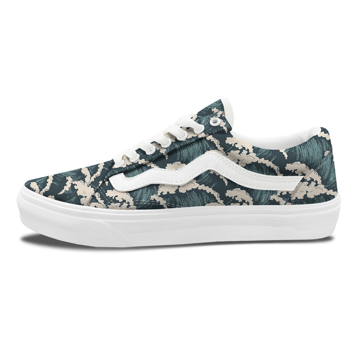 Wave Water Print Pattern Skate Shoes-grizzshop