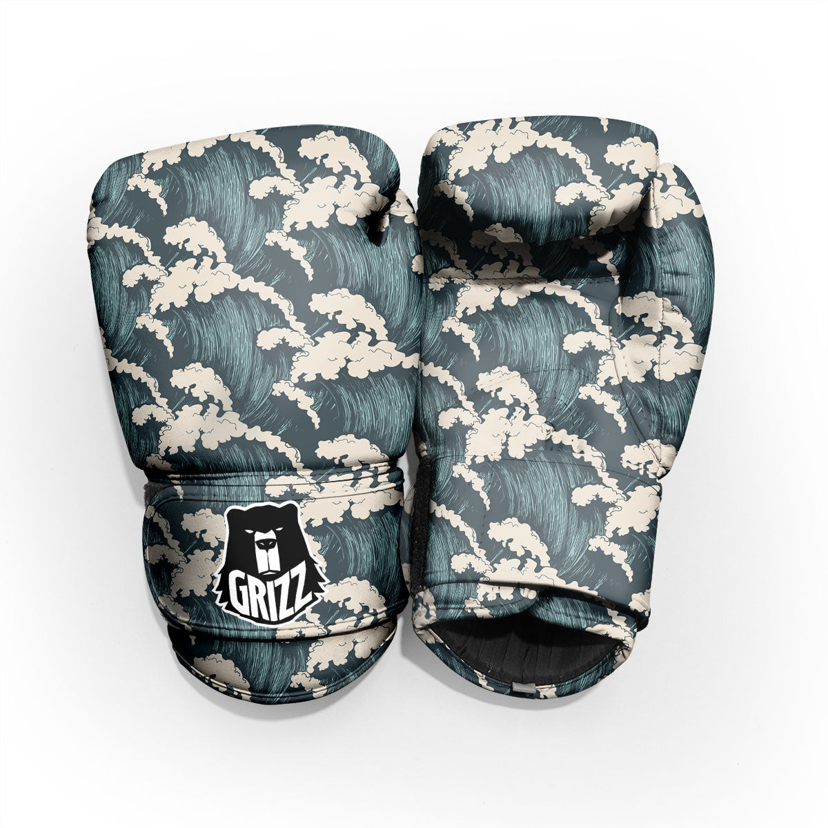 Wave Water Print Pattern Sparring Gloves-grizzshop