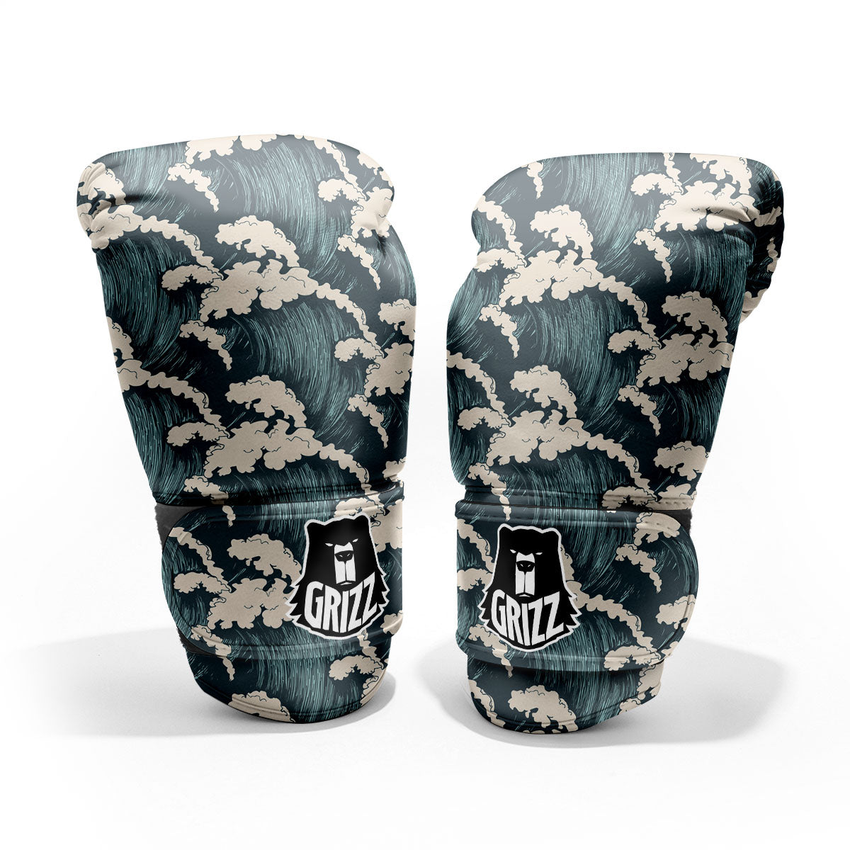 Wave Water Print Pattern Sparring Gloves-grizzshop