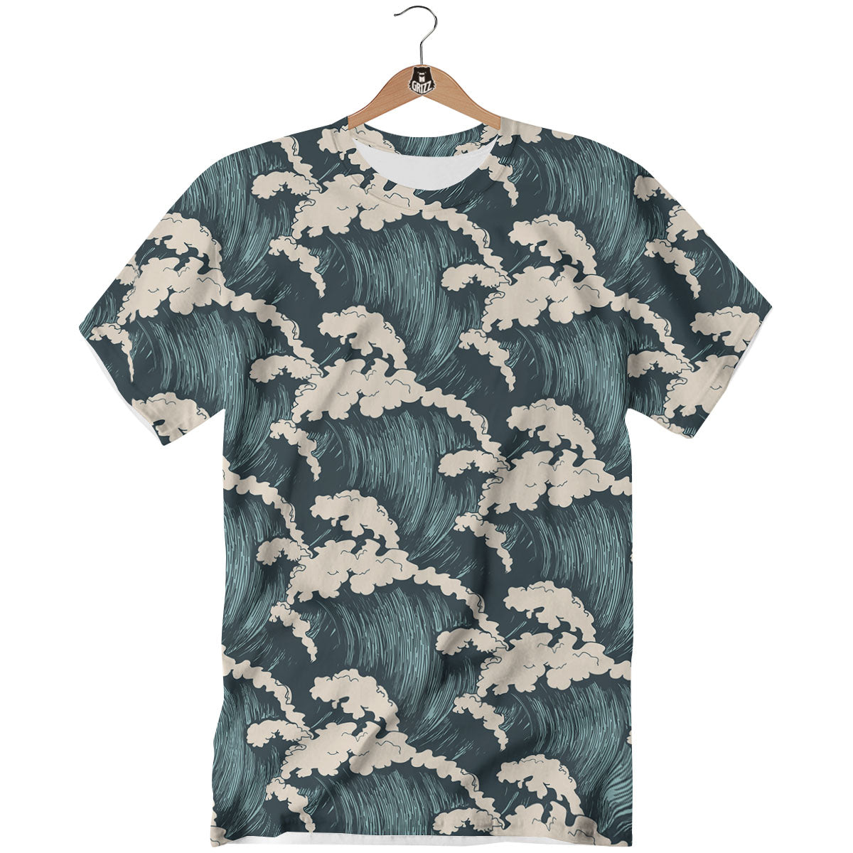 Wave Water Print Pattern T-Shirt-grizzshop