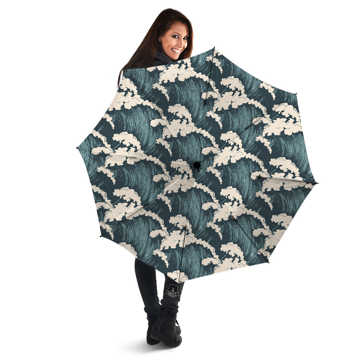 Wave Water Print Pattern Umbrella-grizzshop