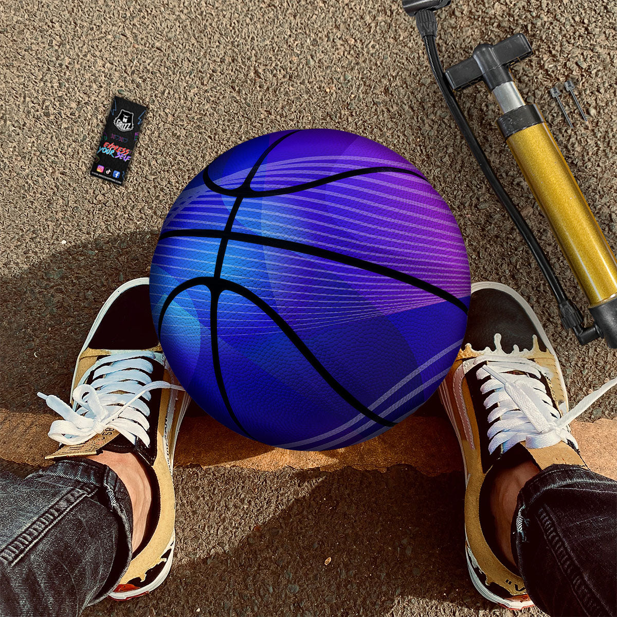 White Gingham And Yellow Honey Print Basketball