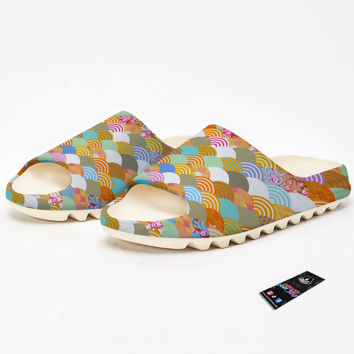Wave Japanese Flower Colorful Print Pattern Sandals-grizzshop