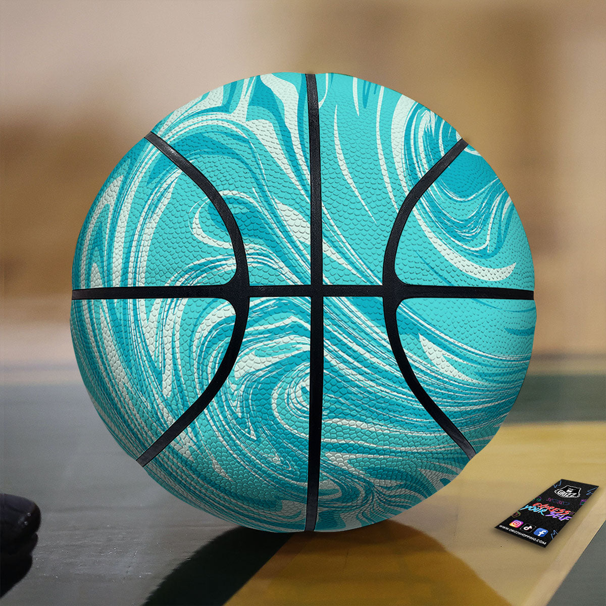 White Daisy Watercolor Print Pattern Basketball