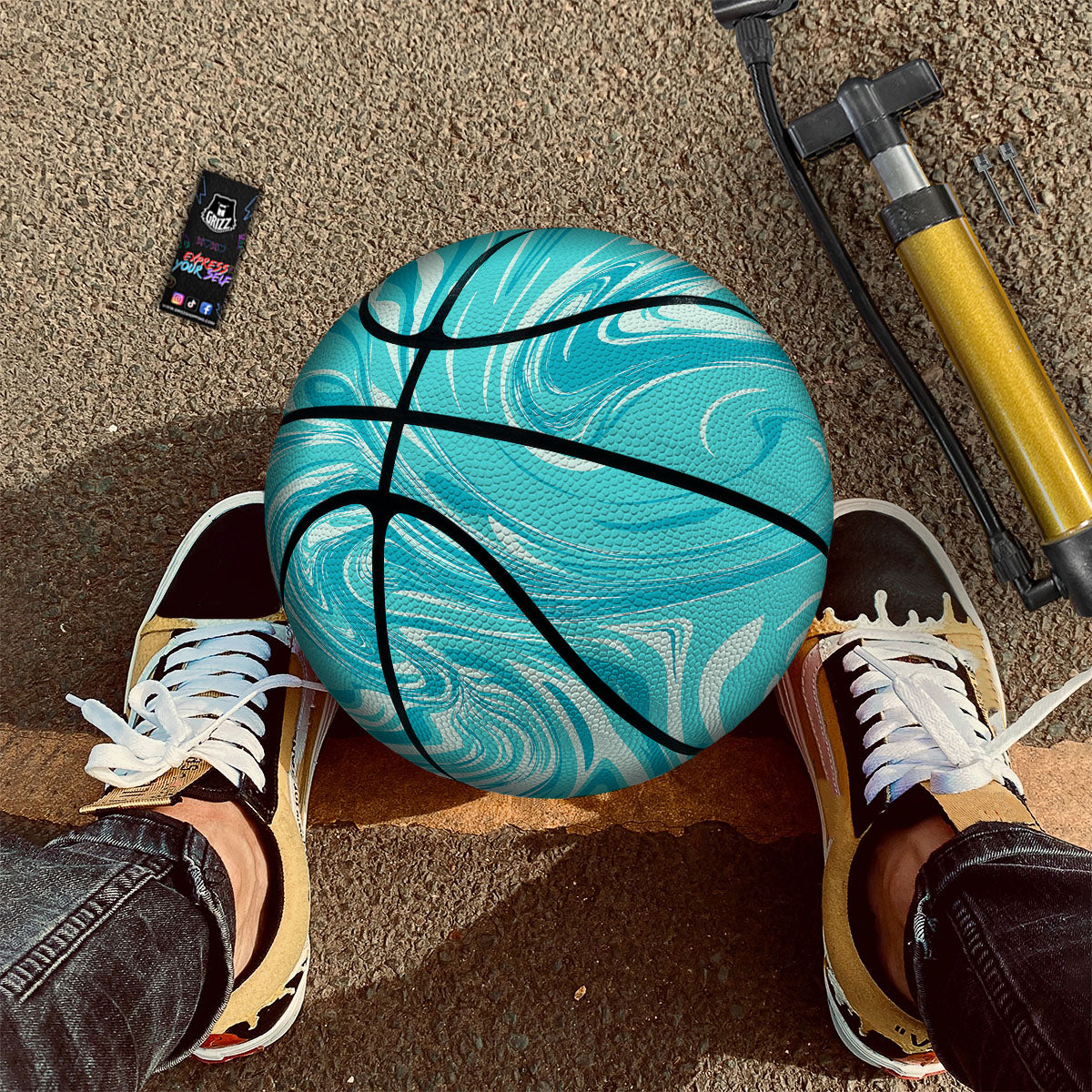White Daisy Watercolor Print Pattern Basketball