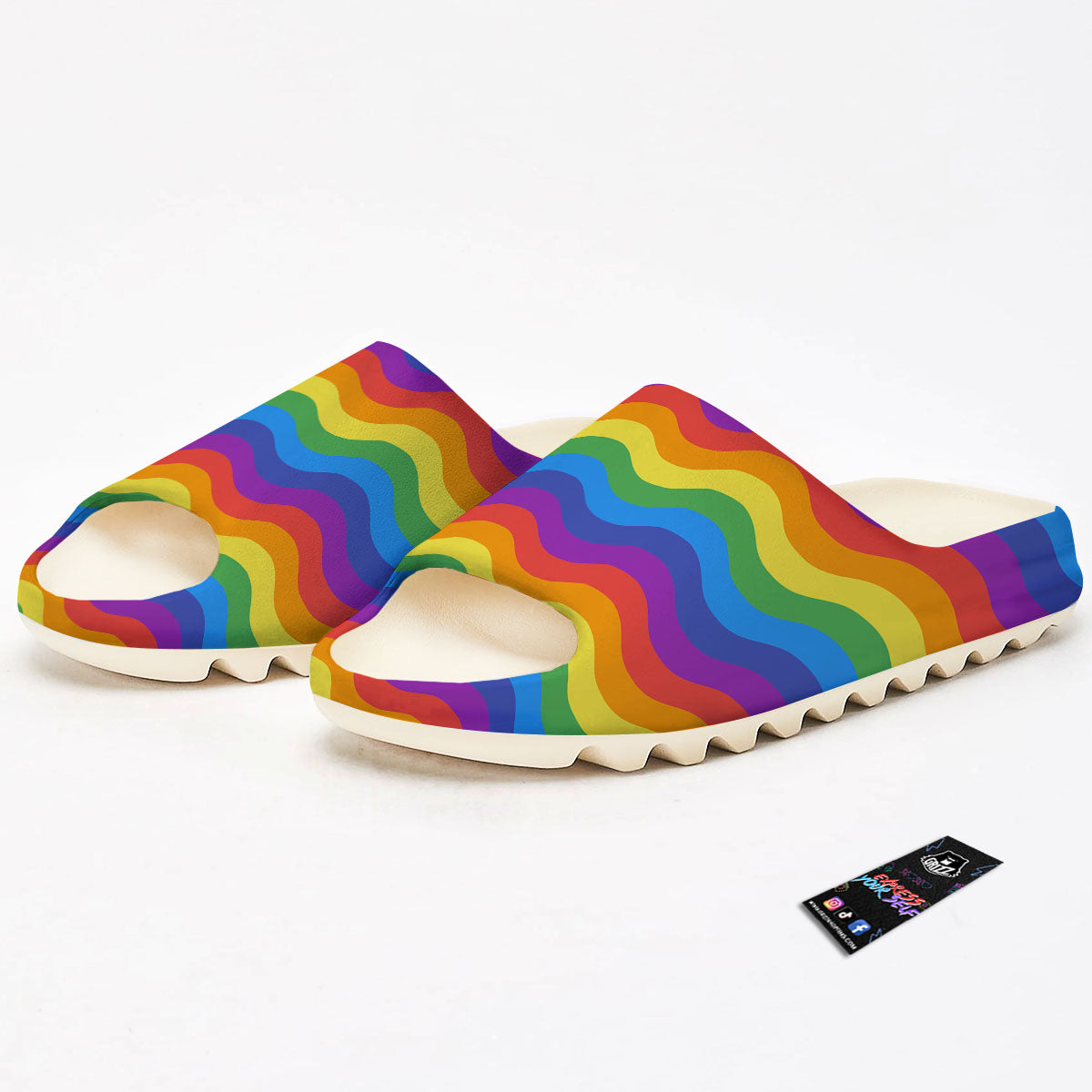 Wave Rainbow Print Pattern Sandals-grizzshop